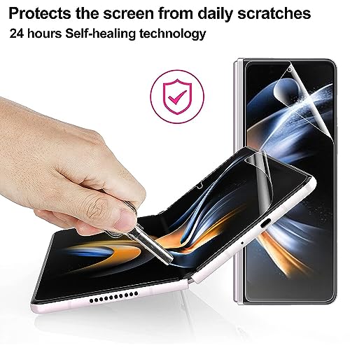 Hydrogel Film Screen Protector Compatible with Samsung Galaxy Z Fold 4 Ultra-Thin Flexible TPU Film for Galaxy Z Fold4 [Not Glass][High Sensitivity][HD Clear][Fingerprint Support]