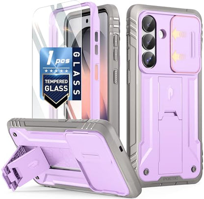 Poetic Revolution Case for Samsung Galaxy S26, [Slide Camera Cover], [20FT Mil-Grade Drop Tested], Full-Body Military Grade Rugged Dual-Layer Shockproof Cover with Kickstand, Purple - color: Purple, size: Galaxy S26