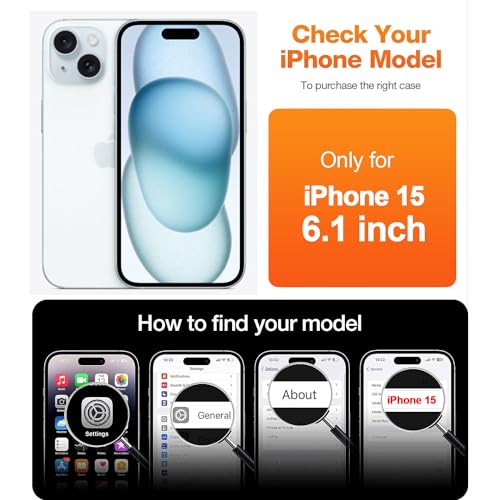 I&H for iPhone 15 6.1 inch Case Crystal Clear Non-Yellowing, Shockproof, Anti-Scratch, Transparent Hard Back Cover with Soft Bumper - size: For iPhone 15