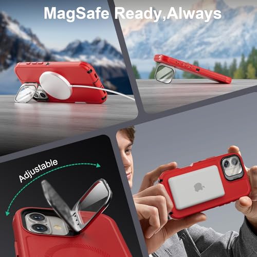 Follaroma for iPhone 16 Case with Magnetic,Heavy Duty Case,6.1'',Red - color: Red, size: iPhone 16 6.1''