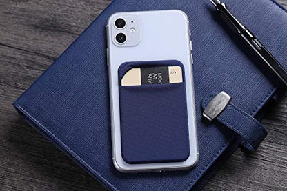 3Pack Cell Phone Card Holder Pocket Sticker Stretchy Cloth for Back of Phone with Flap Credit/ID Card Sleeve Adhesive Stick on Wallet for iPhone,Android All Smartphones (2Navy Blue,1Black) - color: 2Navy Blue,1Black