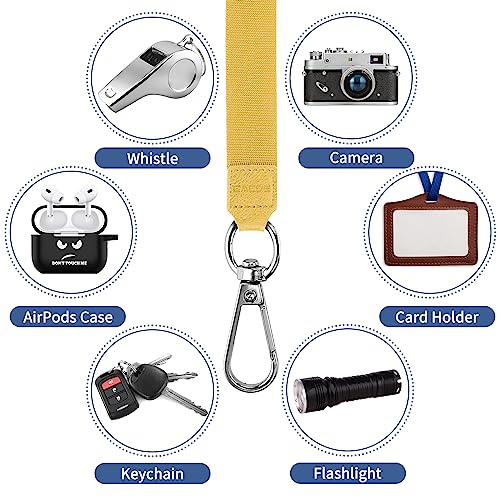 CACOE Phone Lanyard 2 Pcs-1 Pcs Adjustable Neck Strap,1 Pcs Wrist Strap,4 Pads,Universal Crossbody Multifuctional Cell Phone Lanyards Compatible with Most Smartphones(Yellow) - color: Yellow