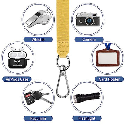 CACOE Phone Lanyard 2 Pcs-1 Pcs Adjustable Neck Strap,1 Pcs Wrist Strap,4 Pads,Universal Crossbody Multifuctional Cell Phone Lanyards Compatible with Most Smartphones(Yellow) - color: Yellow
