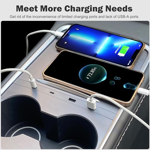 USB Hub Charger for Tesla Center Console Model 3 2021-23 & Model Y 2021-24 - color: for Model 3 2021-2023 & Model Y 2021-2024