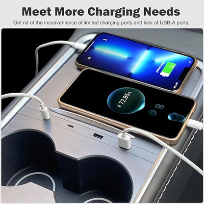 USB Hub Charger for Tesla Center Console Model 3 2021-23 & Model Y 2021-24 - color: for Model 3 2021-2023 & Model Y 2021-2024