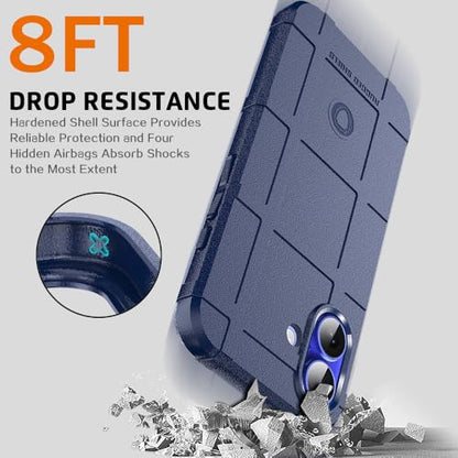 Rugged Shield 8ft Drop Proof TPU Thick Armor Tactical Protective Case Compatible with iPhone 16 (6.1 inches) - Navy Blue - color: Navy Blue, size: iPhone 16