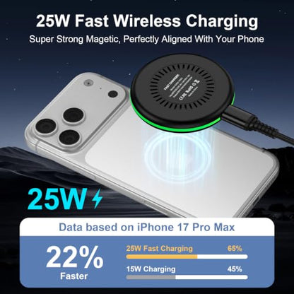 25W Magnetic Wireless Charger Pad for Samsung Galaxy S26 Ultra S26 FE S25 - color: Black