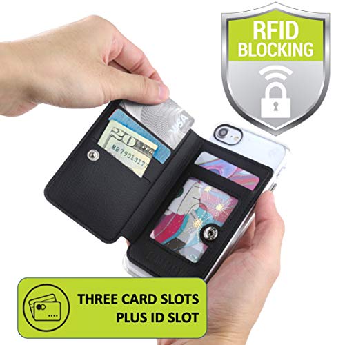 Gear Beast Cell Phone Wallet for Back of Phone, Stick On Wallet Credit Card ID Holder with RFID Protection Compatible with iPhone, Galaxy & Most Smartphones and Cases White Marble