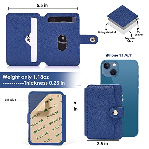 M-Plateau Slim Leather Phone Wallet Stick on With Adhesive Sticker - color: Navy Blue