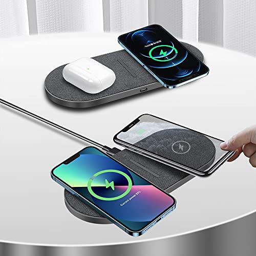 Dual 20W Wireless Charger for Multiple Devices, 40W Fast Wireless Charging Pad/Mat for Apple iPhone, AirPods, for Samsung Galaxy, Google Pixel