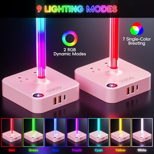 cozoo Headphone Stand with Charger, USB C, Gifts for Gamers Men, Pink Pro - color: Pink Pro