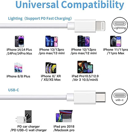 Mitesbony iPhone Charger [MFi Certified] 3Pack 6FT USB C to Lightning Cable - size: 6FT