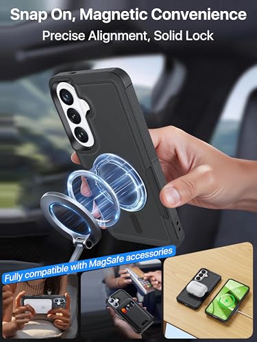 for Samsung Galaxy S26 Case Rugged Dual-Layer Shockproof Black | Fit for Magsafe, Heavy Duty Military-Grade Protection, Matte Finish Scratch Resistant Anti-Fingerprint, S 26 Phone Case - color: Black