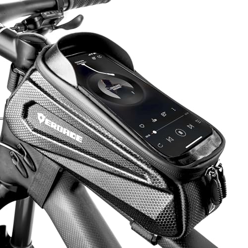 EROADE Bike Bag Top Tube Frame Bag,1.9L Hard Shell Waterproof Bike Phone Bag with Touch Screen,Cycling Pouch, Bike Accessories Compatible Phones Under 7"