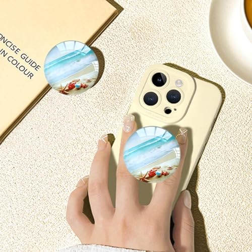 Translucent Clear Phone Grip with Expanding Kickstand,Cell Phone Collapsible Stand Beach Ocean Starfish Design for Smartphones