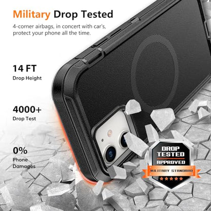 TUTUKII Magnetic for iPhone 12/12 Pro Case with Belt Clip Holster (Black) | MagSafe Compatible, Heavy-Duty Military-Grade Drop Protection, 3-Layer Rugged Shockproof Protective Cover 6.1-Inch - size: iPhone 12 &12 Pro 6.1"