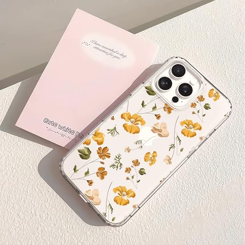 IAIYOXI Clear Case for iPhone 16 Pro, [Crystal Clear Military-Grade Drop Protection], Non-Yellowing, Slim Lightweight Transparent TPU Bumper Phone Case Cover Design - Yellow Flower - color: Yellow Flowers, size: iPhone 16 Pro