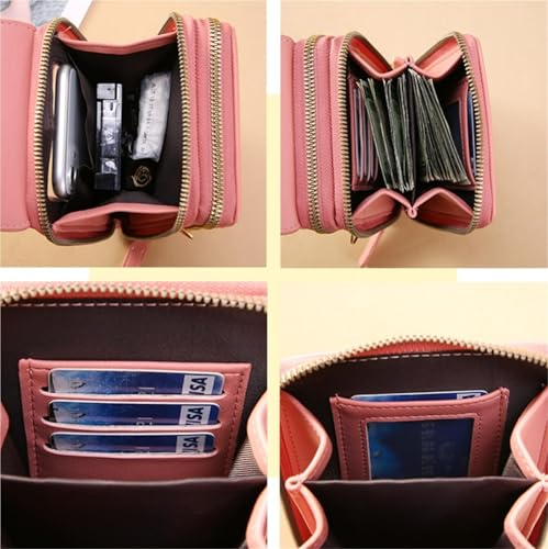 Women's Touch Screen Mobile Phone Messenger Bag, RFID Leather Crossbody Wallet Purse, Anti-Theft Shoulder Strap - color: Gray