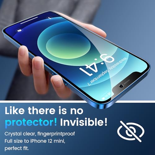 Fotbor for [3+3 Pack] iPhone 12 Mini Screen Protector with Camera Lens Protector, 9H Shatterproof Tempered Glass Film with Easy Installation Frame, HD Clear Sensitive Full Coverage 5.4 Inch - size: iPhone 12 mini-5.4 inch