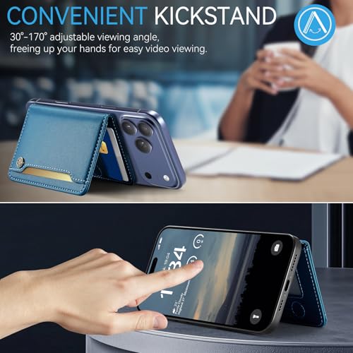 Vinich for MagSafe Wallet Magnetic RFID Blocking Card Holder, Blue - color: Blue