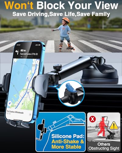 YRU True Military-Grade [360° Rotation Suction] 2026 Ultimate Car Phone Holder Mount 【90+LBS Safest Strongest & Patent Certs】 Dashboard Windshield Vent for iPhone 18 Pro Max Samsung Webcam,Gloss Black - color: Gloss Black