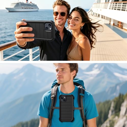 for iPhone 14 Case/iPhone 13 Case with Belt Clip Holster Screen Protectors, Heavy Duty Military Grade Shockproof Protection Rugged Anti-Drop Kickstand Phone Cover for Apple 14/13 (Black) - color: Black
