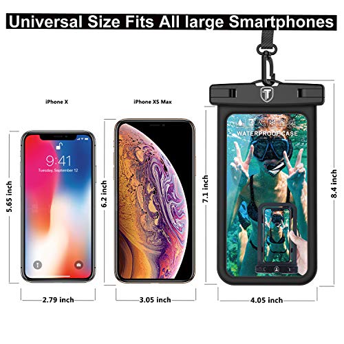 [Floating Waterproof Phone Pouch for Samsung Galaxy S25 Ultra S24 Plus S23+ S22 Note 20 Ultra A16 A15 A14 A13 A51 A71 A35 A36 5G iPhone 16E 16 15 14 Pro Max XS XR Cell Phone Dry Bag Case-Black