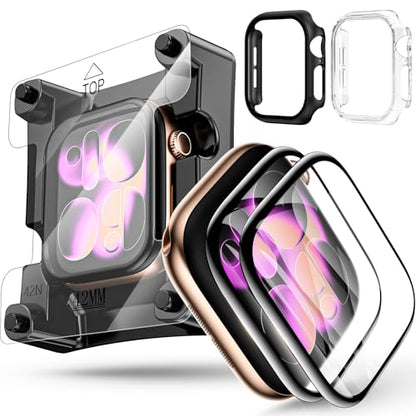 YMHML 2 Pack Tempered Glass Screen Protector for Apple Watch Series 11 Series 10 42mm, [Zero Bubble] 3D Full Coverage Film iWatch Accessories + PC Bumper - size: 42mm Series 11/10