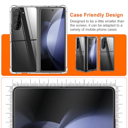 [2Set 6PCS] Screen Protector for Galaxy Z Fold 5, 2 Inner TPU Matte Films + 2 Outer Tempered Glass + 2 Camera Lens Protecters with Positional Mouting Frame, Anti-Glare, No Creases, No Bubbles - size: Samsung Galaxy Z Fold 5