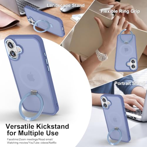 Magnetic for iPhone 16 Plus Case with Ring Stand, Sierra Blue - color: Sierra Blue, size: Iphone 16 Plus 6.7 inches