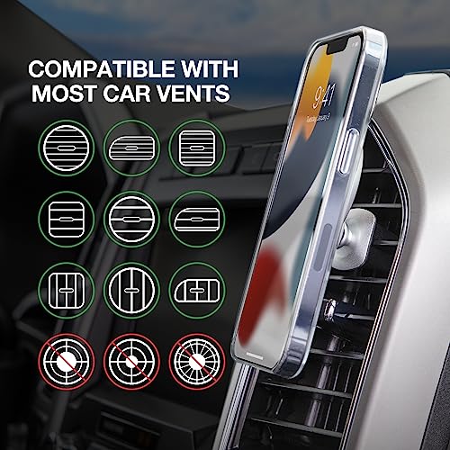 Scosche MagicMount MEMSV Elite2 Magnetic Phone Mount for Car Vent, MagSafe Phone Holder with 360° Adjustable Magnet Head, iPhone Compatible Cell Phone Stand 17/16/15/14/13/12 & MagSafe Case, Silver - style: MagSafe Vent