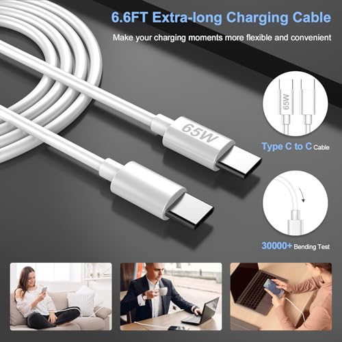 45W GaN USB C Fast Charger with 6.6FT C to C Cable for Google Pixel 11 - color: White, size: 6.6FT/2M