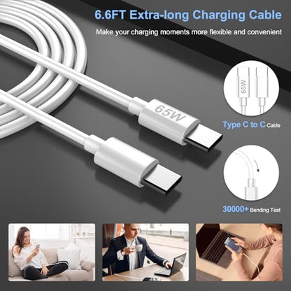 45W GaN USB C Fast Charger with 6.6FT C to C Cable for Google Pixel 11 - color: White, size: 6.6FT/2M