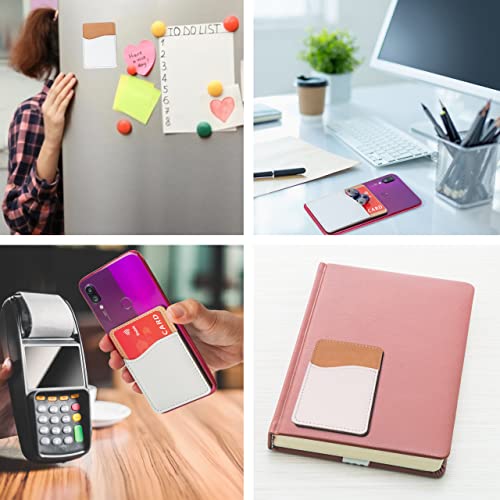 Sublimation Blanks Phone Wallet - PU Leather Card Holder for Back of Phone Stick on iPhone Android HTV Friendly DIY Blanks for Vinyl Projects (White PU Leather)