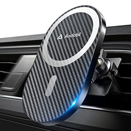 andobil Upgraded for Magsafe Car Mount Pro [Strongest Magnet, Big Phone Friendly] 360° Rotation Magnetic Phone Holder for Car Vent for iPhone 17 Pro Max 16/15/14/13/12 Samsung S26/S25 (Carbon Fiber) - color: Black-P2