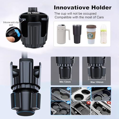 Cup Holder Tablet Mount, Ipad Cup Holder Car Mount with Adjustable Arm for Tablet iPhone 3-11in iPad Pro Air Mini, Fire, iPhone 15, Galaxy S24 Z Fold 5 - size: 3-13 inches