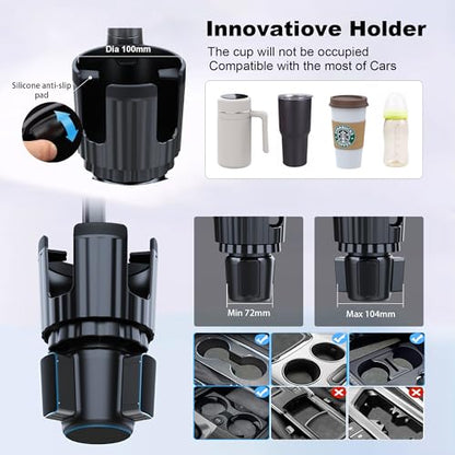 Cup Holder Tablet Mount, Ipad Cup Holder Car Mount with Adjustable Arm for Tablet iPhone 3-11in iPad Pro Air Mini, Fire, iPhone 15, Galaxy S24 Z Fold 5 - size: 3-13 inches