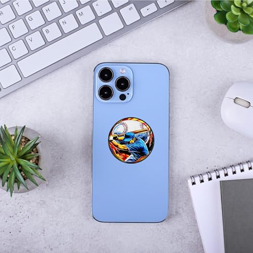 [2 Pack] Cell Phone Grip with Expanding Kickstand, Baseball Man - color: Baseball Man