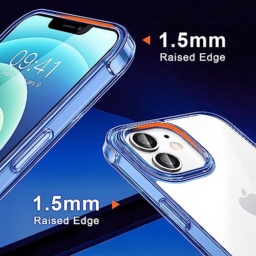 CANSHN Clear Shockproof for iPhone 12 Case/iPhone 12 Pro Case, Blue | Crystal Clear, Military-Grade Protection, Scratch Resistant, Anti-Slip, Slim Fit, Wireless Charging Compatible - color: Clear &Blue