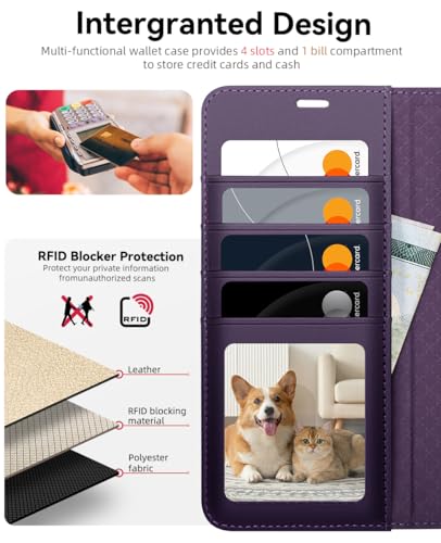 OCASE for Samsung Galaxy S26+ Plus Wallet Case, Card Holder, Dark Purple | RFID Blocking, Kickstand, Magnetic Closure, PU Leather Flip Folio, Shockproof TPU Shell, Protective Phone Cover (6.7") 2026 - color: Dark Purple, size: Samsung Galaxy S26 Plus