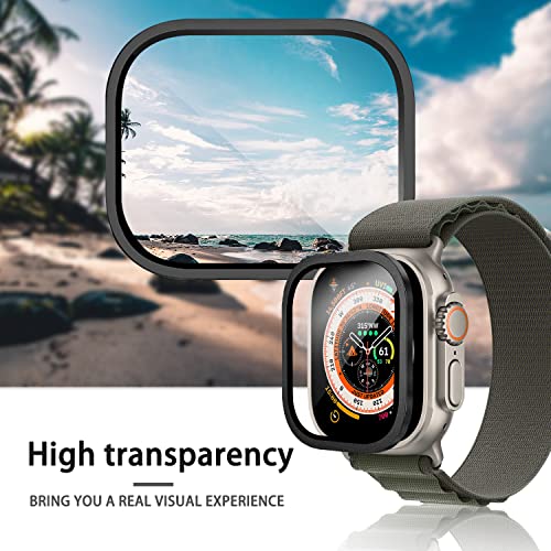 Suoman 2-Pack for Apple Watch Ultra 3/2/1 49mm Case, Waterproof Ultra-Thin Full Coverage Metal Tempered Glass Screen Protector Cover Case -Black - color: Black