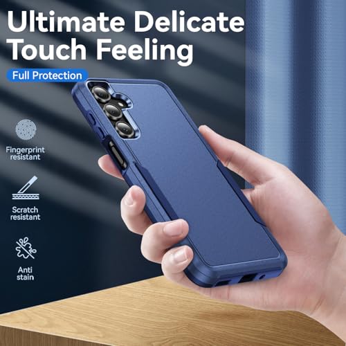 Phone Case for Samsung Galaxy A17 5G Case, Samsung A17 5G Case with Tempered Glass Screen Protector, Soft TPU Hard Back Double Layer Phone Cover (Navy Blue) - color: Navy Blue