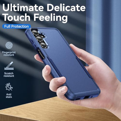 Phone Case for Samsung Galaxy A17 5G Case, Samsung A17 5G Case with Tempered Glass Screen Protector, Soft TPU Hard Back Double Layer Phone Cover (Navy Blue) - color: Navy Blue