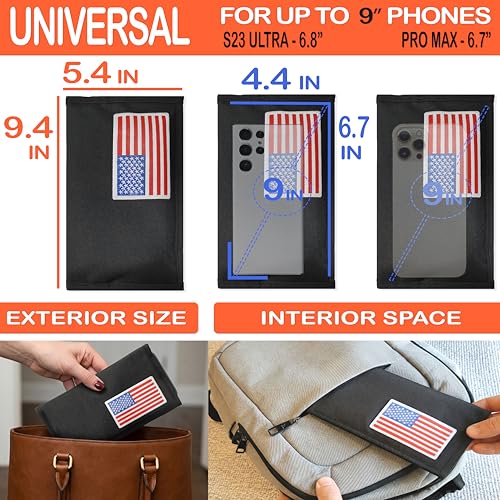 Gecko Travel Tech Faraday Bag Anti-Tracking GPS RFID Car Key Signal Blocker Wallet Shielding Pouch Protective Case for Cell Phone Car Key FOB, Data Privacy, Electronic Device Security (USA FLAG) - color: USA FLAG