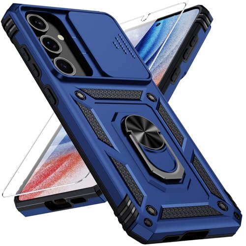 for Samsung Galaxy S23 Case with Camera Lens Cover, 10 FT Military Grade Drop Protection, Magnetic Ring Holder Kickstand Protective Phone Case, Navy Blue - color: Navy Blue