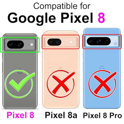 Wallet Case for Google Pixel 8, Gray Flower | Women Flip Folio Cover, Embossed PU Leather, Stand, Credit Card Holders Slots, Wrist Strap - color: 6