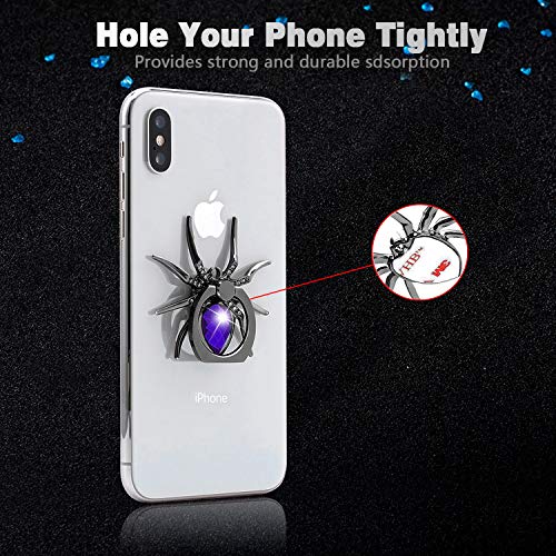Allengel Spider Phone Ring Holder Stand, Animal Phone Ring Finger Grip Rhinestone Phone Kickstand for All Smartphone (Purple) - color: Purple