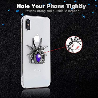 Allengel Spider Phone Ring Holder Stand, Animal Phone Ring Finger Grip Rhinestone Phone Kickstand for All Smartphone (Purple) - color: Purple