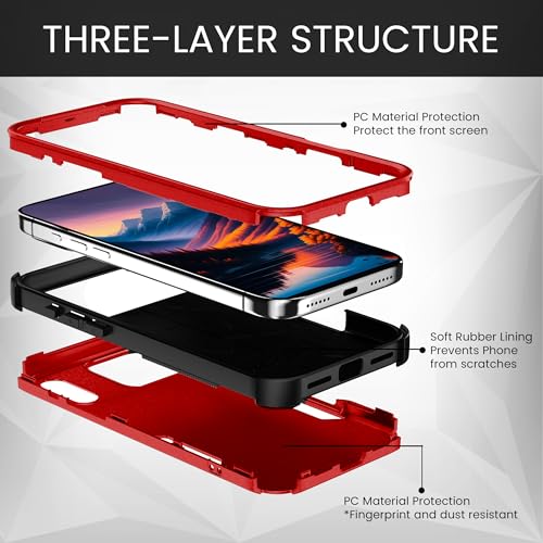 MXX for iPhone 17 Pro Max Case, Heavy Duty 3 in 1 Wing Design Protective Cover with MagSafe, Phone Case 2025 (Red) - color: Red, size: iPhone 17 Pro Max