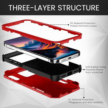 MXX for iPhone 17 Pro Max Case, Heavy Duty 3 in 1 Wing Design Protective Cover with MagSafe, Phone Case 2025 (Red) - color: Red, size: iPhone 17 Pro Max